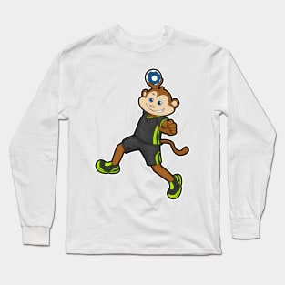 Monkey at Handball player with Handball Long Sleeve T-Shirt